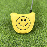 Golf club cover, cute smiling face, Japanese and Korean tie head cover, straight large semi-circular club protection cap cover, putting cover thumbnail 6