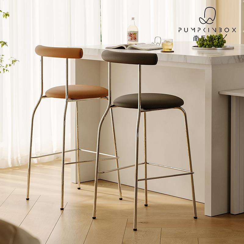 北欧吧台椅家用覆古高脚凳酒吧奶茶店前台高脚椅现代简约餐椅台凳