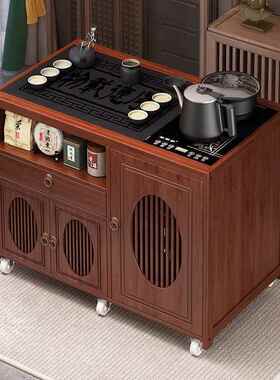 CAB家用小非茶台烧水一体茶水柜实木茶车客厅茶几沙发边几移壶动