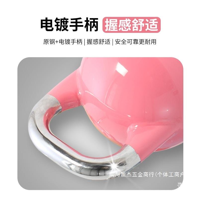全钢私教竞技壶铃女生家用练臀深蹲实心铸铁哑铃男健身运动提壶