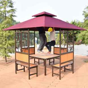 庄户外凉亭院别墅遮阳棚农网红帐篷880四角亭木防腐凉亭工地庭茶