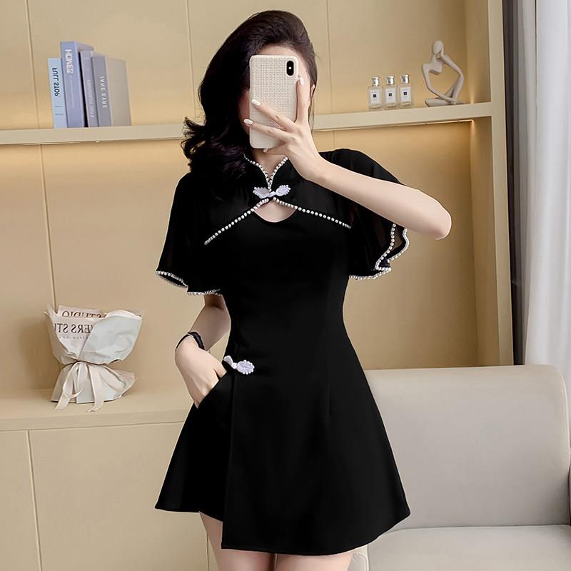 足疗女技师衣服改良新中式日常旗袍夏足浴技师工作服两件式套装