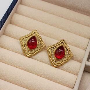 Needle Silver Earrings Handmade Jelly Vintage Glaze Antique