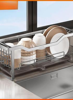 碗盘收纳34不锈置OPJ钢厨架房物0架水槽放碗筷柜碗碟沥水篮家用