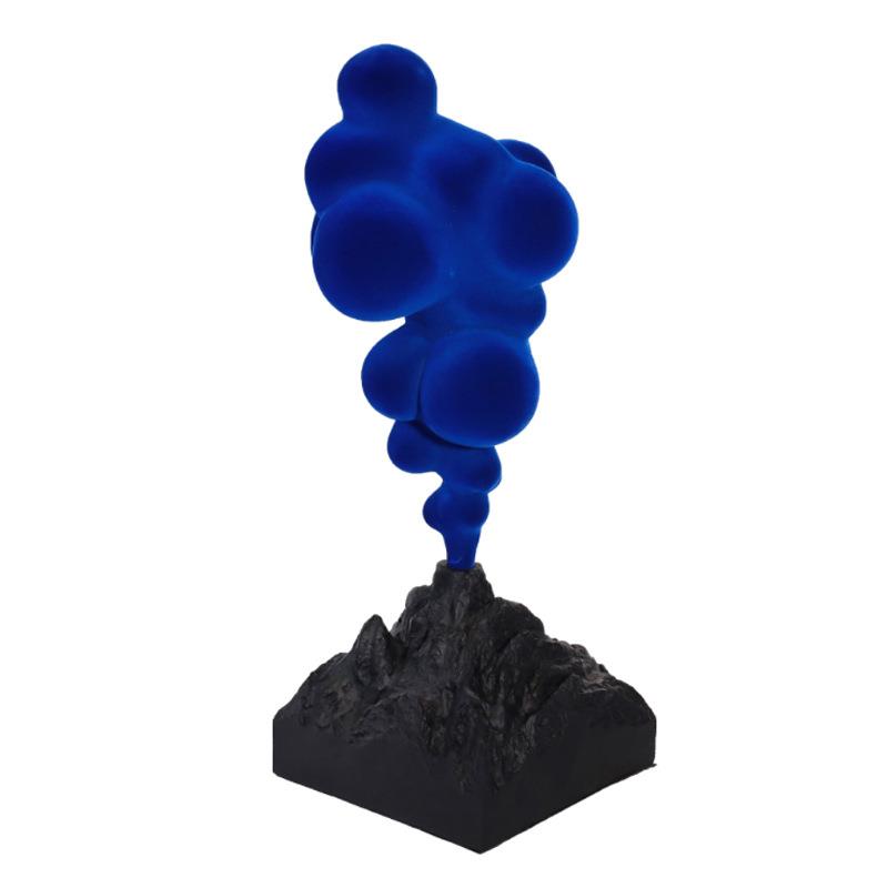 现代简约树脂卡通火山摆件蓝色烤漆酒柜电视柜客厅书房软装饰品