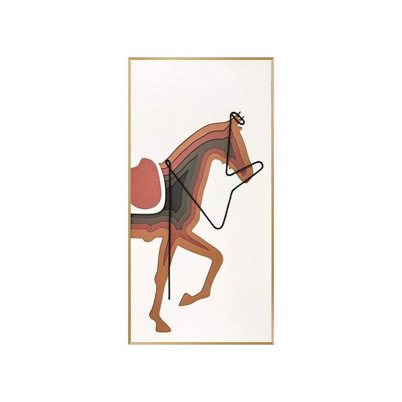 现代简约玄关装饰画客厅壁画大气轻奢走廊过道竖版挂画马到成功3D