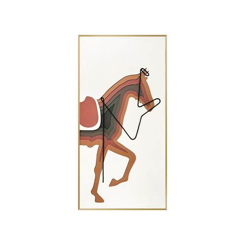 现代简约玄关装饰画客厅壁画大气轻奢走廊过道竖版挂画马到成功3D