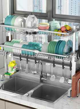 304不锈钢厨房置物架水槽碗架碗筷沥水架用品家用大全碗盘收纳架