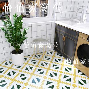 末末家 北欧日式几何鱼骨小花砖 阳台庭院玄关瓷砖厨房卫生间地砖