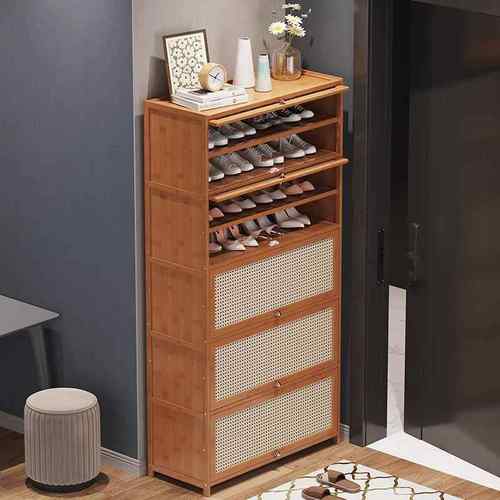 现代简约鞋柜家用实木客厅门口新款翻斗玄关柜入户防尘收纳柜鞋架