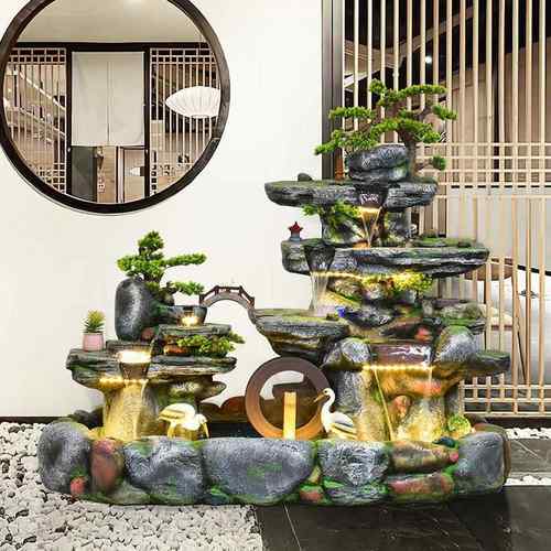 叠水瀑布假山流水喷泉摆件庭院落地门店客厅角落招财景观造景开业