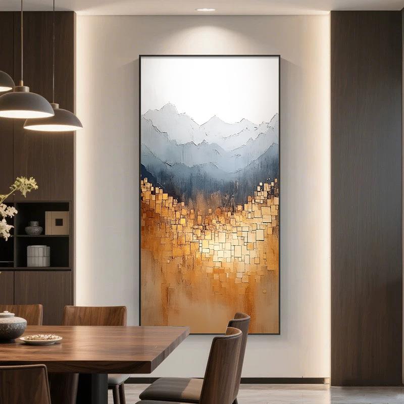 发财树入户玄关装饰画竖版现代抽象走廊过道挂画高档大气客厅壁画