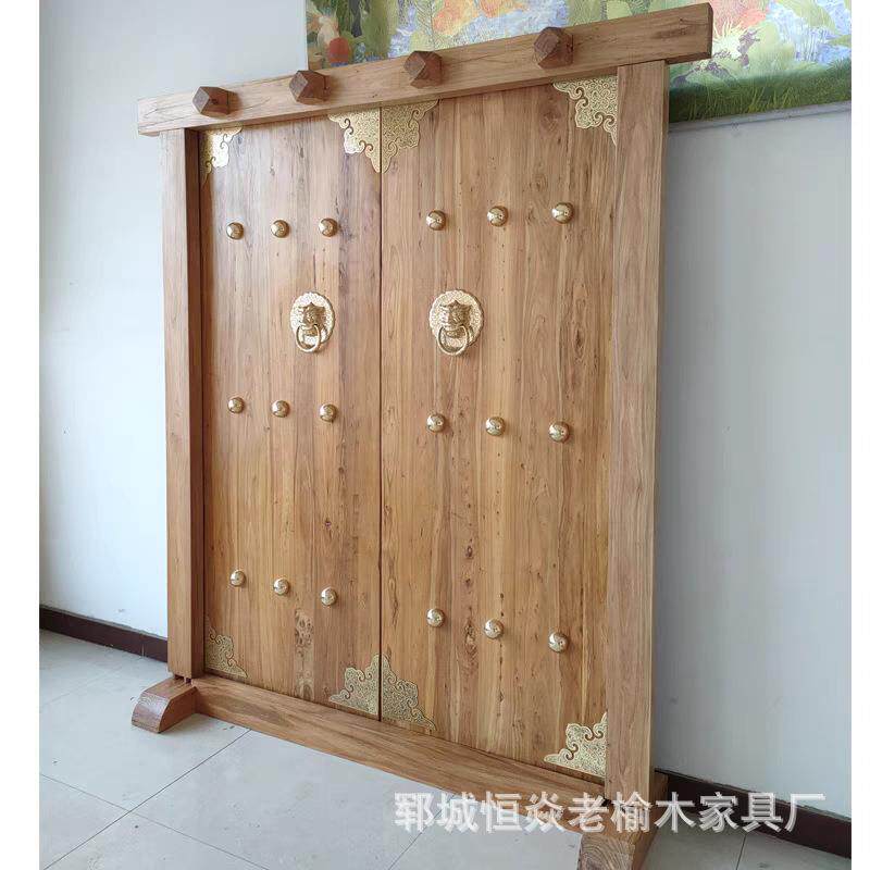 仿古别墅庭院实木大门进户门室内装饰门老榆木实木民宿装饰门
