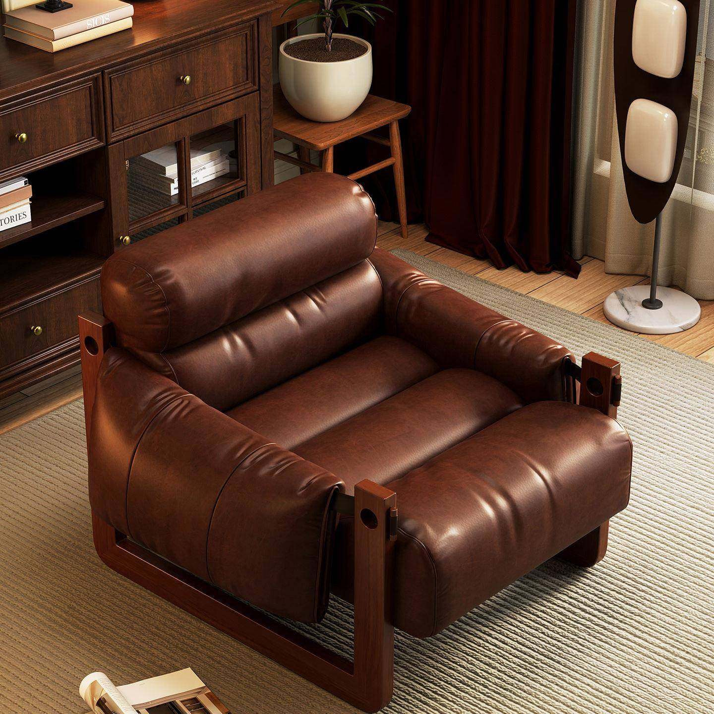 实木单人沙发椅泽西岛椅客厅中古风阳台休闲椅懒人沙发复古躺椅子,住宅家具,沙发椅,淘宝优惠券,粉丝福利购,淘宝优惠卷