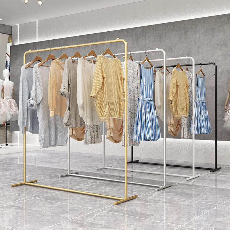 服装店展示架女装店货架落地式组合上墙挂衣架衣服架子金色服装架