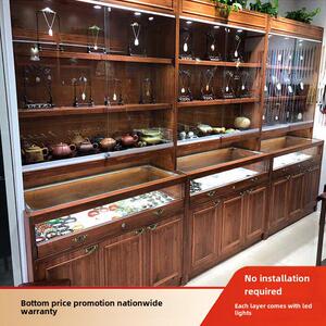 实木珠宝展示柜翡翠玉器展柜古董收纳陈列玻璃柜台饰品首饰柜定制