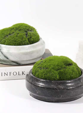 样板房售楼处玄关客厅桌面装饰品大理石圆形迷你艺术仿真花盆摆件