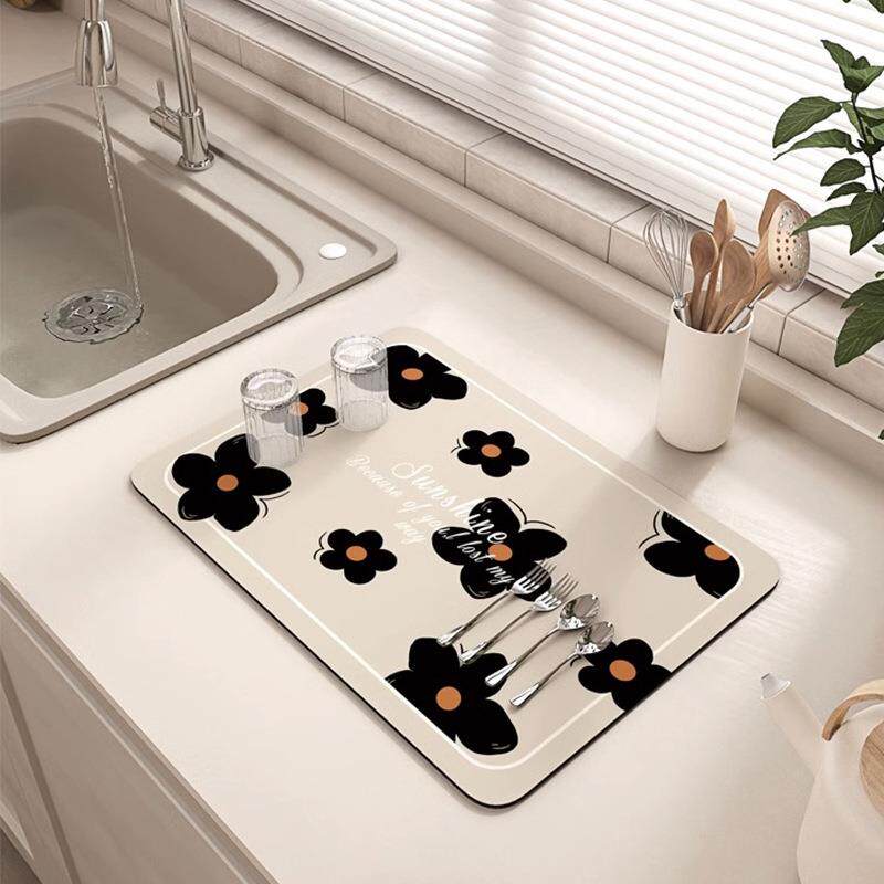 家用厨房台面沥水垫子洗手台防溅垫碗盘干燥垫硅藻泥风吸水速干垫