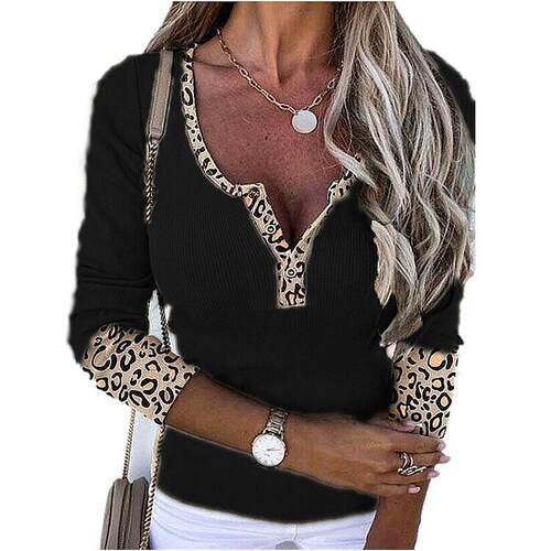 Elegant Fashion Design Women Lady Summer V-Neck Leopard