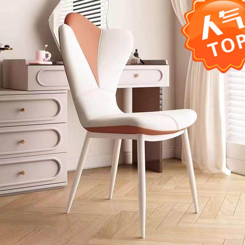 奶油风餐椅轻奢高级感家用靠背椅子舒服久坐小户型餐桌椅化妆椅子