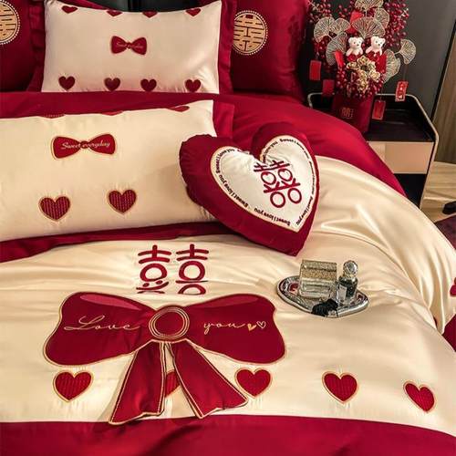 公主风结婚喜件庆棉床品纯四套ltao7651抱枕含芯十装婚庆新房布置