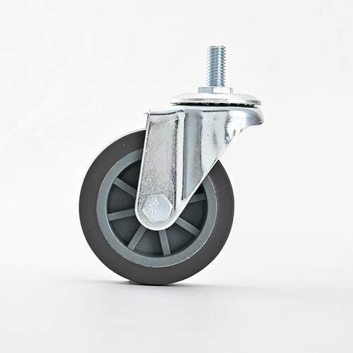 3寸TPR橡胶丝杆脚轮万向轮3寸人造橡胶带刹车脚轮超软加厚