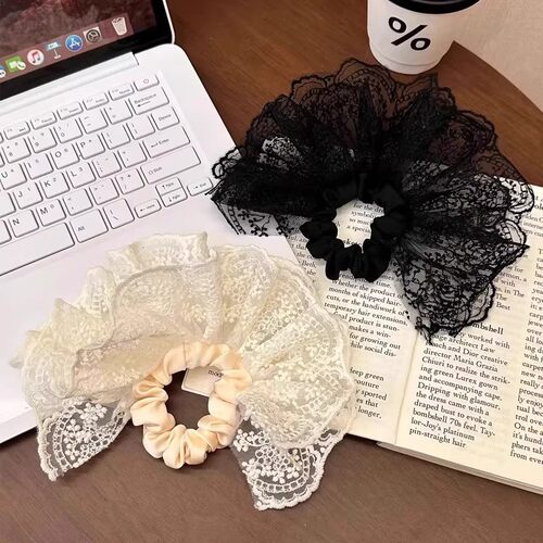 New French Double-Layer Skirt Lace Edge Large Hair Scrunchie