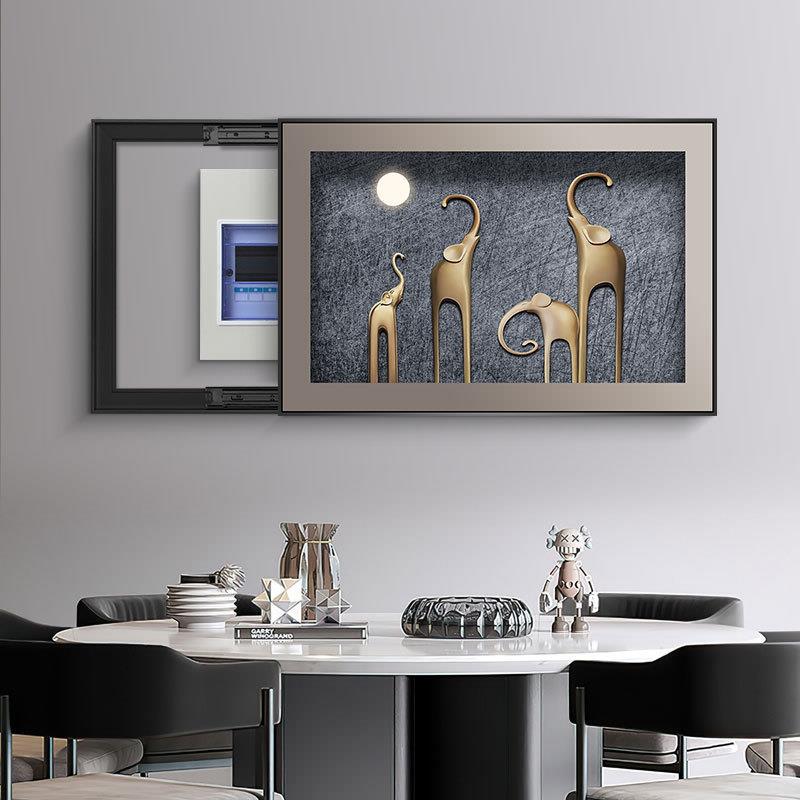 轻奢现代电表箱装饰画遮挡大象总开关电源箱电闸盒高端挂画推拉画