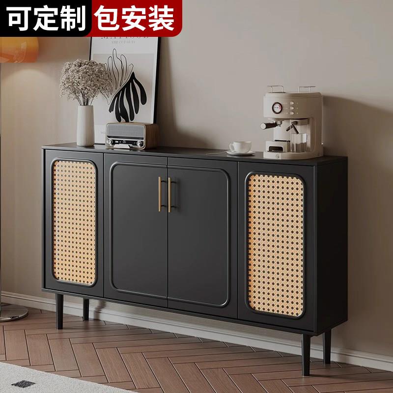 藤编餐边柜客厅靠墙储物柜家用茶水柜置物柜备餐台简易玄关收纳柜