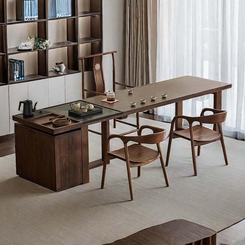 高档提北代木美黑桃木茶桌大板简约现西茶台原客厅家用公室泡茶组