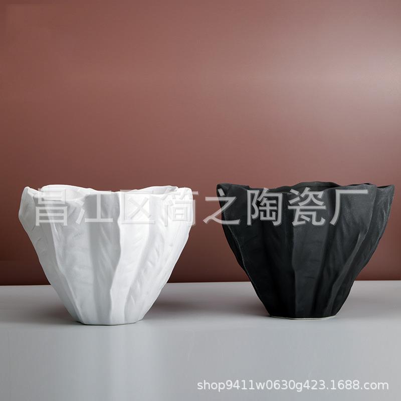 简约现代素烧色陶瓷花盆花瓶花器家居装饰品客厅餐桌茶几收纳摆件