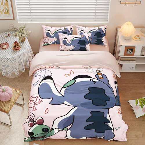 史迪仔四件套冰丝凉感被套床单学生双面床上宿舍夏季三件套1.5米