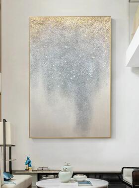 网红手画绘油画北欧轻奢抽壁象装玄饰画后现代箔挂画关艺术巨幅大