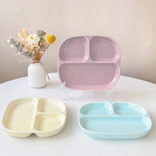 纯色陶瓷分格餐盘211减脂餐盘小孩定量早餐盘子餐具家用分格餐盘