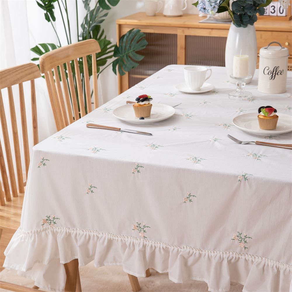 森系绣花桌布日系气质高级感现代简约茶几台布圆桌小清新高档盖巾,居家布艺,桌布,淘宝优惠券,粉丝福利购,淘宝优惠卷