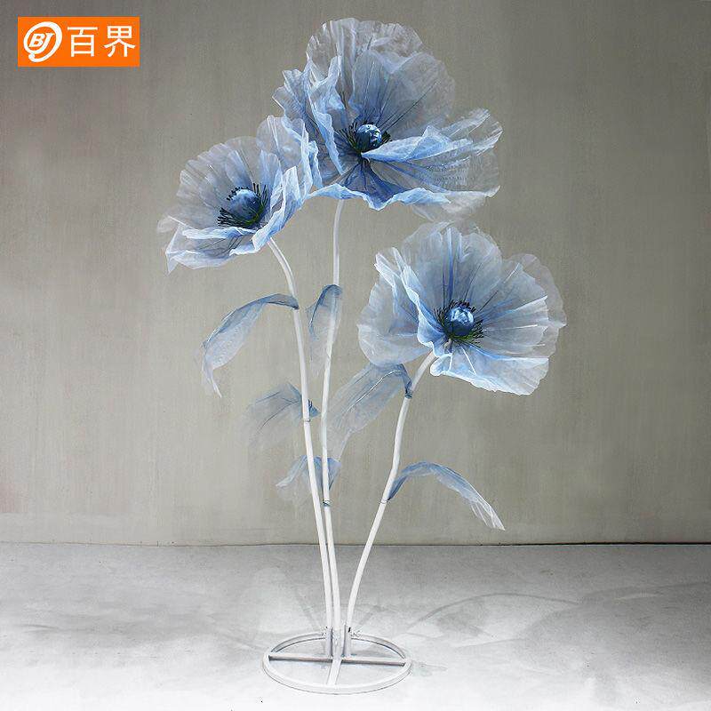 真丝花橱窗美陈摆件纱花t台装饰场景布置婚礼路引商场客厅摄影店