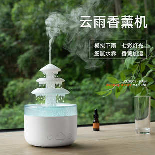 雨滴香薰机家用自动喷香机桌面七彩氛围灯水滴喷雾卧室加湿器 新款