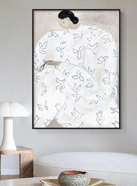 黑白抽象人物装饰画办公工作室背景墙画小众艺术客厅挂画大幅壁画