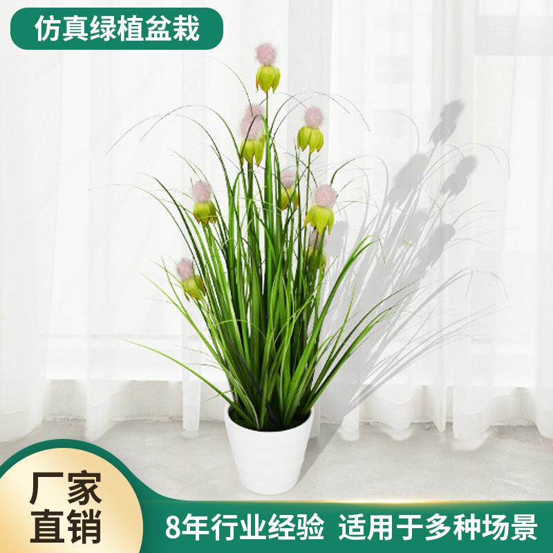 仿真蔷薇绿植盆景丝花仿真洋葱草假花假树家居装饰婚庆布景小盆栽