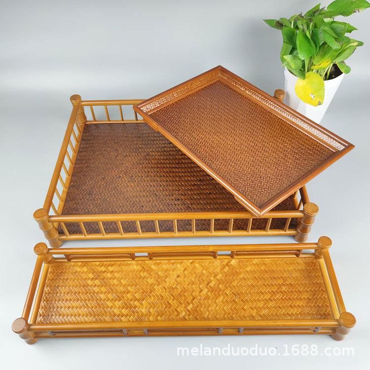 竹编茶盘干炮台竹制茶盘竹制品茶具配件茶道大中小号