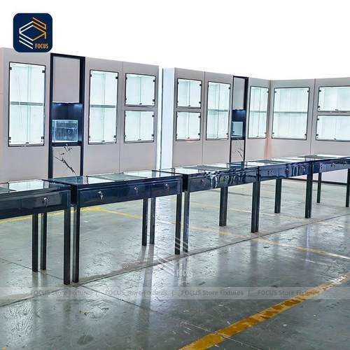 高端加工珠宝展示架实木玻璃组合首饰展示柜复古风珠宝陈列架货架