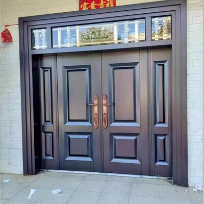 四开锌合金别墅大门双门防盗门入户庭院门农村自建房家用进户门