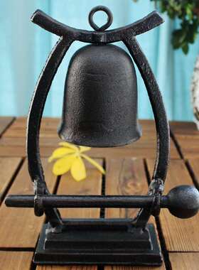 特价经典复古创意铸铁台式手敲铃老式台铃铁艺铃铛酒吧家居摆件