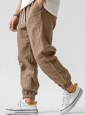 Men's Fashion Linen Jogger Pants Breathable Comfortable