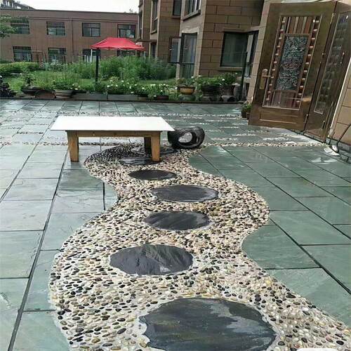 成都天然彩雨花石黑石白鹅卵石庭院园林景观铺装15kg