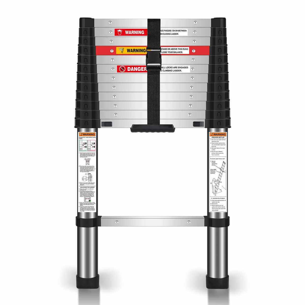 3.8M不锈钢伸缩梯竹节梯电工梯摩托车梯车后备箱梯床下梯装修轻便
