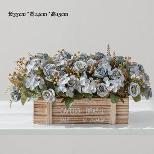 高档30cm栅栏彷真插花假花客摆玫瑰花装 饰设花摆花件花艺厅餐桌花