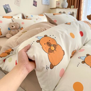 学生宿舍三件套家用床品 床笠款 2025款 水洗云朵棉印花四件套床单款