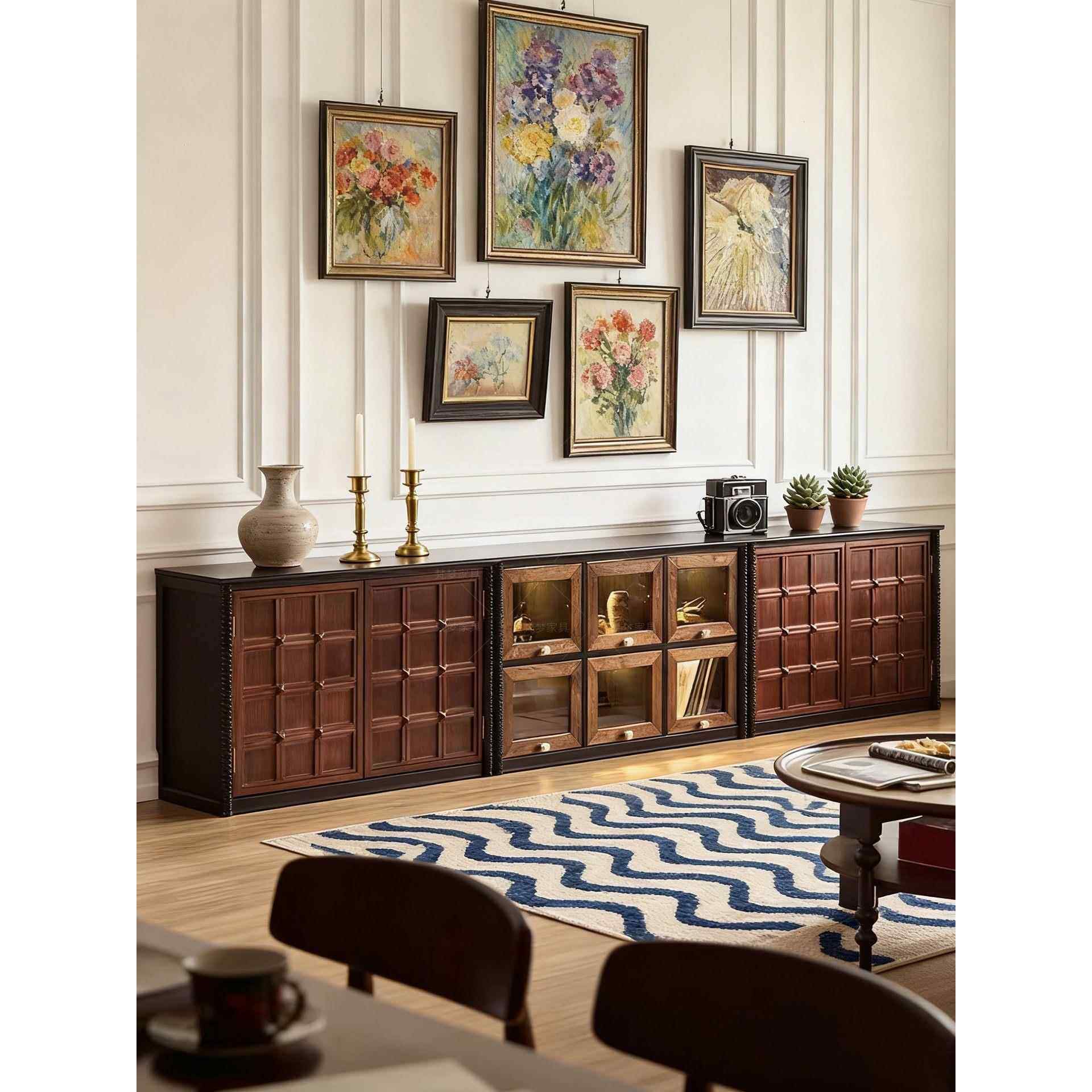 梵梦法式覆古风电视柜实木电视柜中古风客厅电视柜卧室电视柜