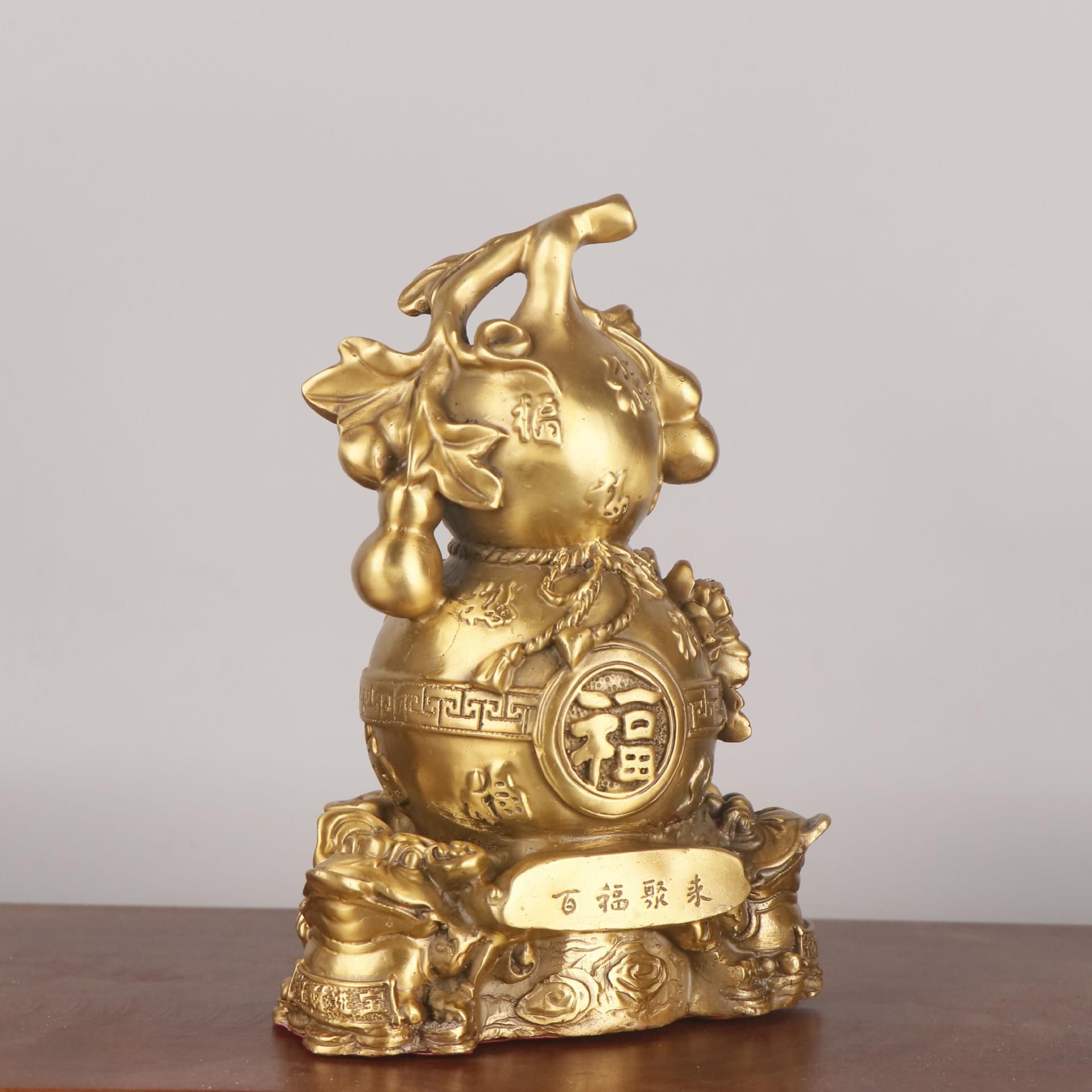 家居办公室铜工艺品摆件铜金蟾葫芦百福聚来葫芦